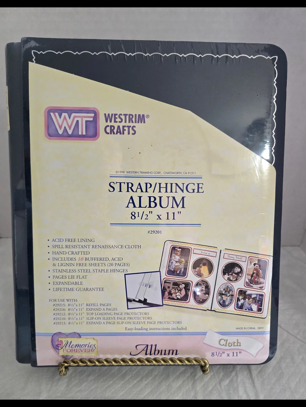 Vtg Westrim Crafts Navy Cloth Scrapbook Album Strap/Hinge Memories Forever NIP.